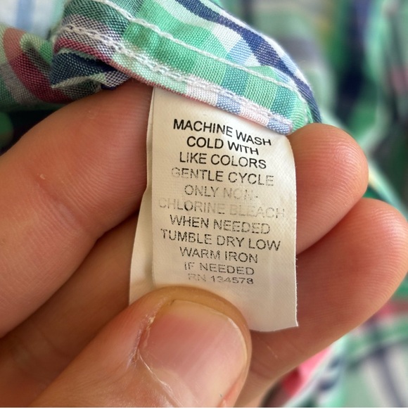 Vineyard Vines Green Plaid Whale Long Sleeve Button Down Casual Shirt Mens Small - Picture 8 of 9